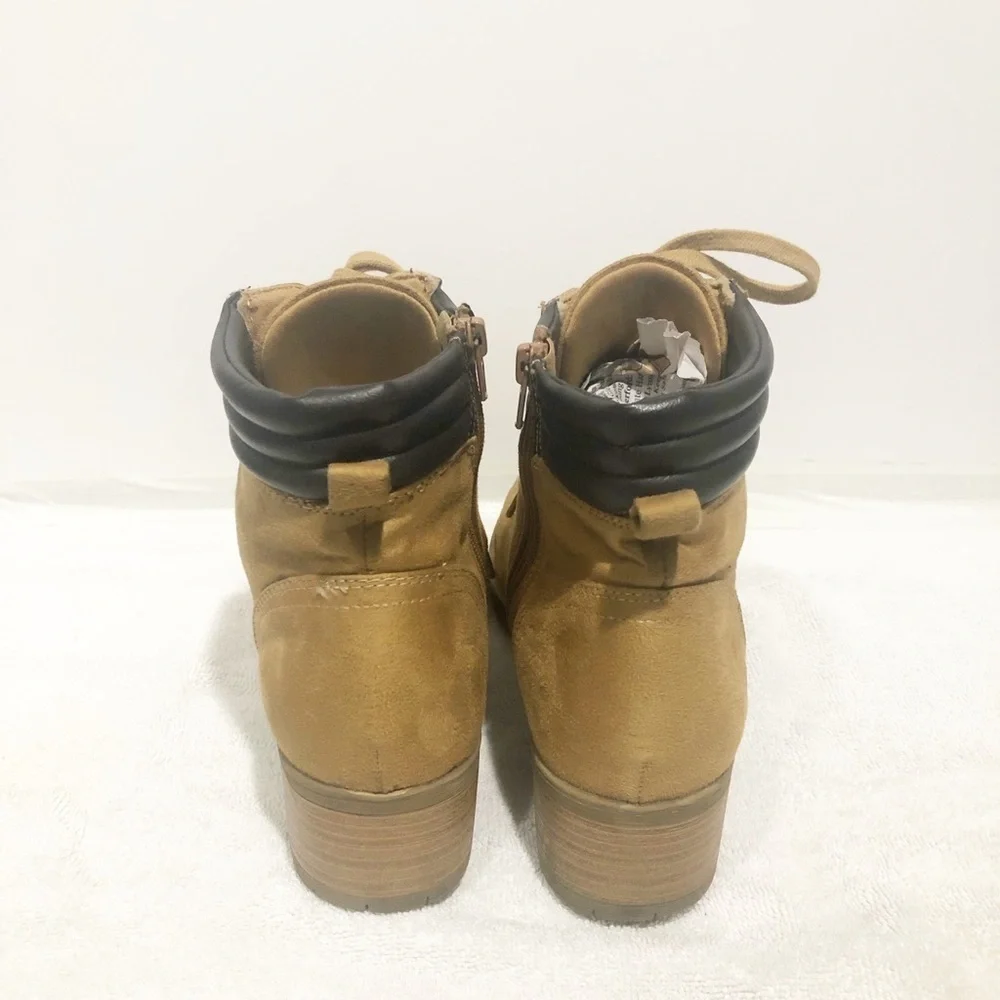 Soda faux suede lace and side zip bootie.